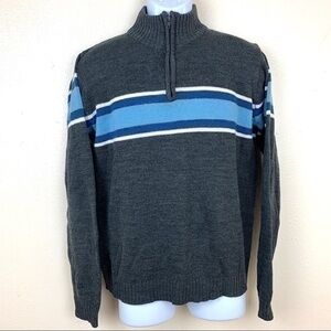 Carbon Gray and Blue Turtleneck Sweater M